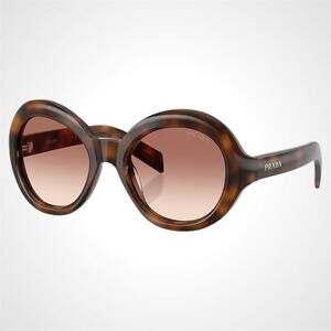New PRADA Sunglasses Brown Juniper Tortoise Women's Round 53mm
